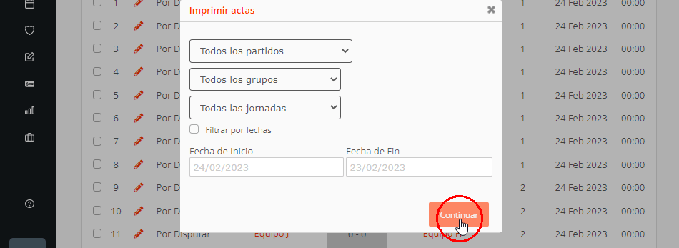 Programa y app para arbitraje con actas digitales