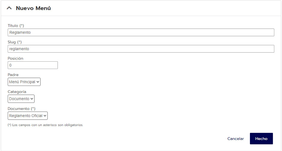 Publicar documentos en una página web para eventos deportivos