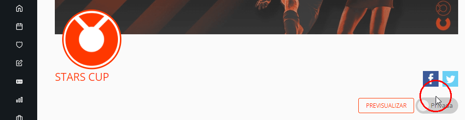 Publicar o ocultar torneo, liga o campeonato