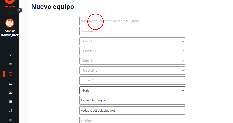 Registrar un equipo en inscripciones online de un torneo