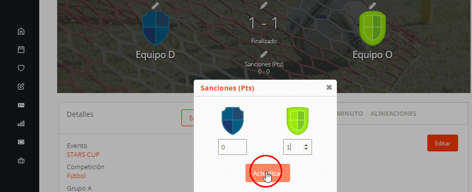 Sanciones de equipos para restar puntos en tabla de posiciones