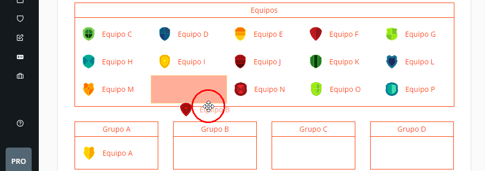Sortear grupos aleatorios de un torneo, liga o campeonato