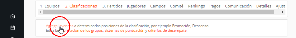 Tabla de clasificación con ascenso, descenso y promoción de la liga