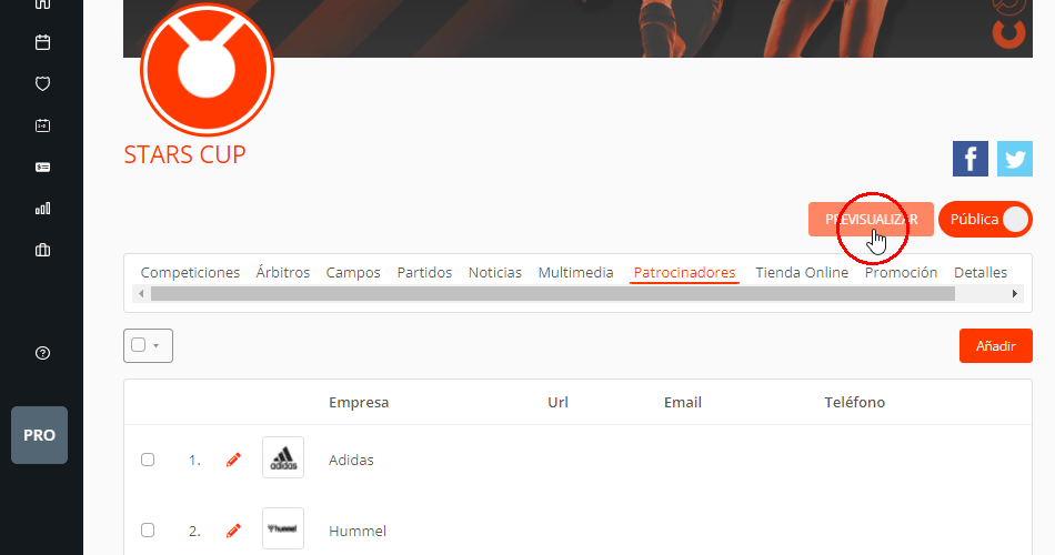 Visibilidad de patrocinadores y sponsors en eventos, equipos